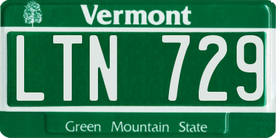 VT license plate LTN729