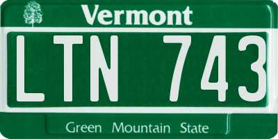 VT license plate LTN743