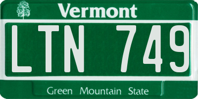 VT license plate LTN749