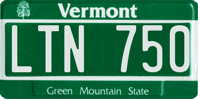 VT license plate LTN750