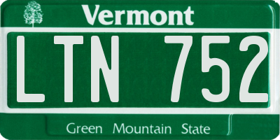 VT license plate LTN752