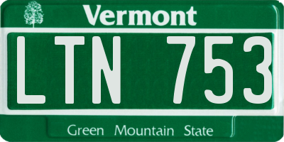 VT license plate LTN753