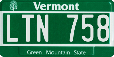 VT license plate LTN758