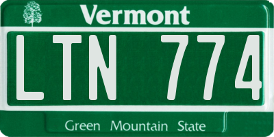 VT license plate LTN774