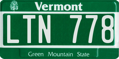 VT license plate LTN778
