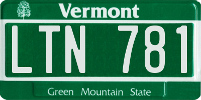 VT license plate LTN781