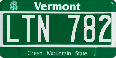 VT license plate LTN782