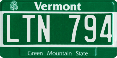 VT license plate LTN794