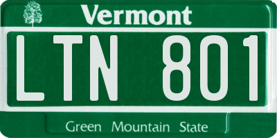 VT license plate LTN801