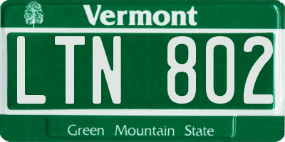 VT license plate LTN802