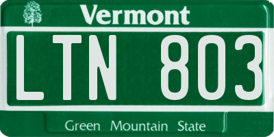 VT license plate LTN803
