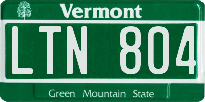VT license plate LTN804