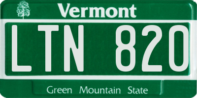 VT license plate LTN820