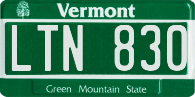 VT license plate LTN830