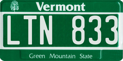 VT license plate LTN833