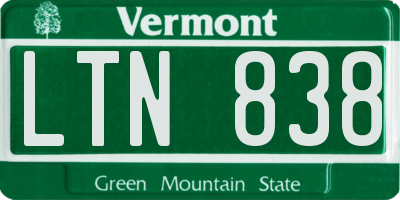 VT license plate LTN838