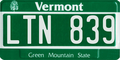 VT license plate LTN839