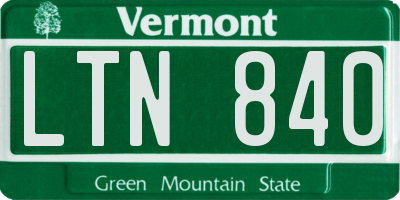 VT license plate LTN840