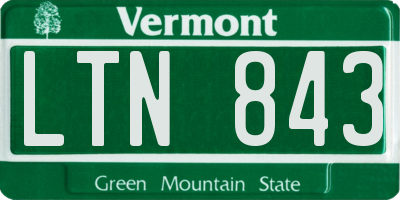 VT license plate LTN843