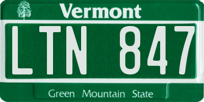 VT license plate LTN847