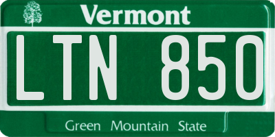 VT license plate LTN850
