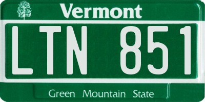 VT license plate LTN851