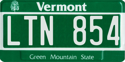 VT license plate LTN854
