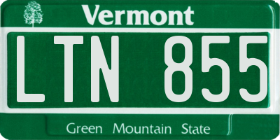 VT license plate LTN855