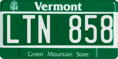VT license plate LTN858