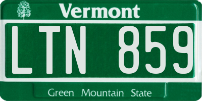 VT license plate LTN859