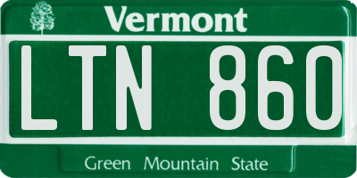 VT license plate LTN860