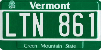 VT license plate LTN861