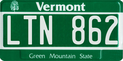 VT license plate LTN862