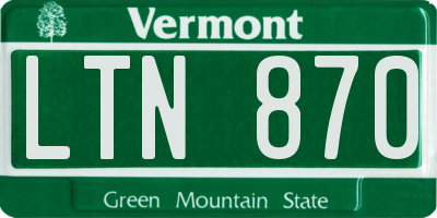 VT license plate LTN870