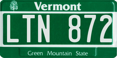 VT license plate LTN872