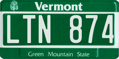 VT license plate LTN874
