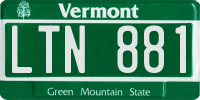 VT license plate LTN881