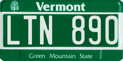 VT license plate LTN890