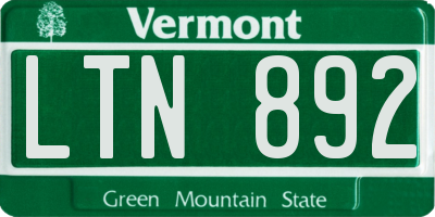 VT license plate LTN892