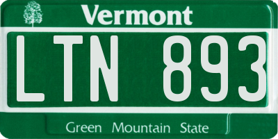 VT license plate LTN893