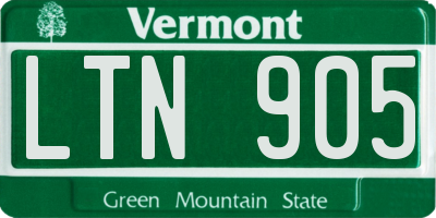 VT license plate LTN905