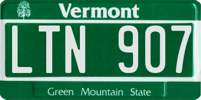 VT license plate LTN907