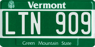 VT license plate LTN909
