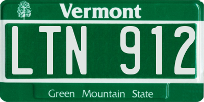 VT license plate LTN912