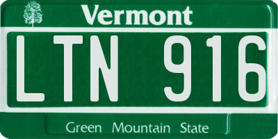 VT license plate LTN916