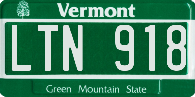 VT license plate LTN918