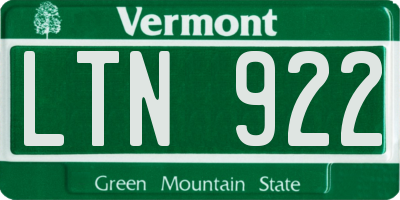 VT license plate LTN922