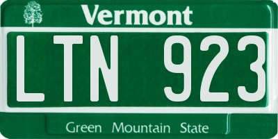 VT license plate LTN923
