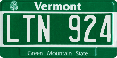VT license plate LTN924