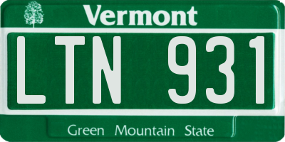 VT license plate LTN931